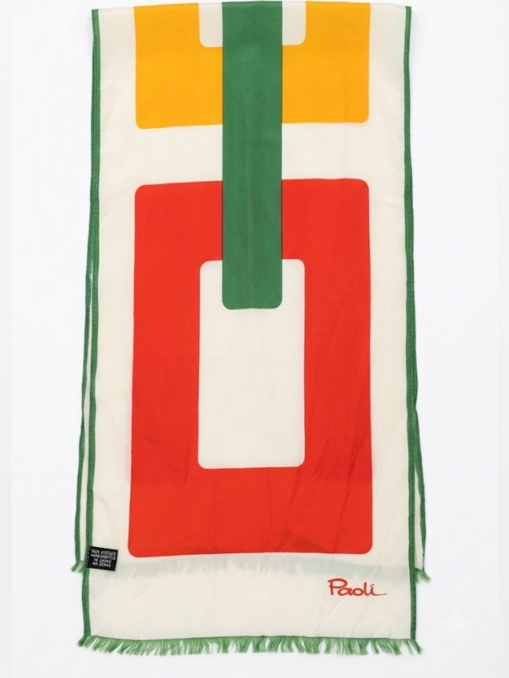Vintage 60s 70s Gino Paoli Acetate Scarf Mod Geometric Colorblock Japan 12x52